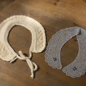 Handmade Knit Collar angora  light blue collar is completed beaded. Beautiful